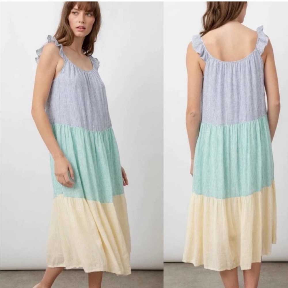 Rails Colorblock Midi Dress in navy, Mint & Cream size medium